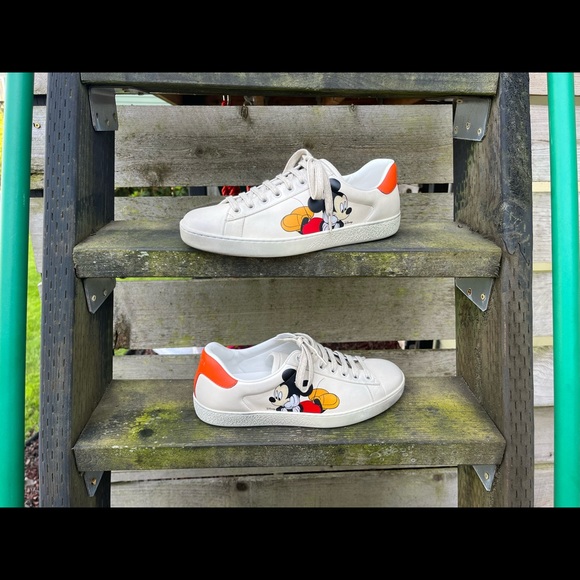 Gucci, Disney Mickey Mouse Ace Low Top Sneaker, Ivory, Orange, (8.5 M, 10 W) - Picture 10 of 15